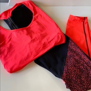 Red and black patterned yoga pants